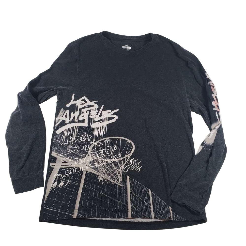 Hollister Los Angeles‎ Basketball Long Sleeve Graphic Tee Mens Medium Cotton